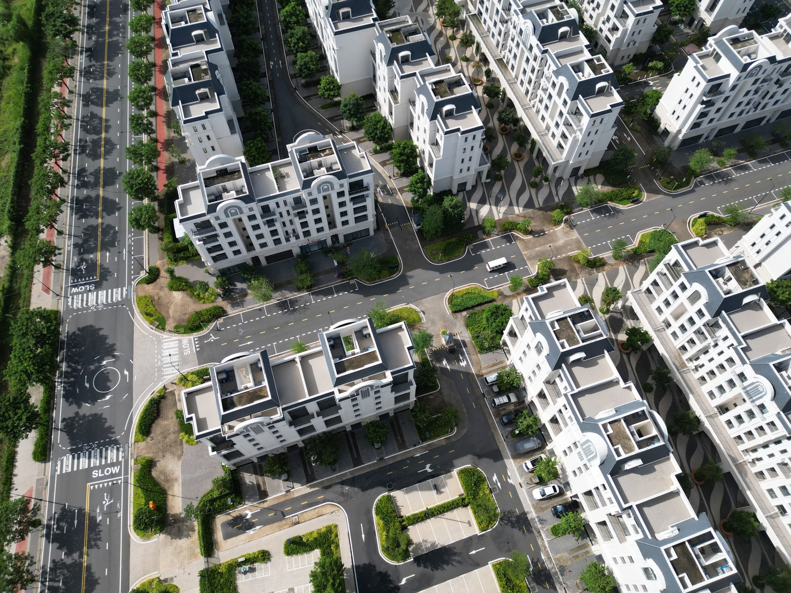 Aerial view of residential properties